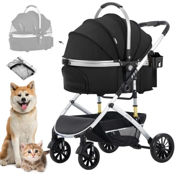 【商品概要】??【3WAY・分離型】キャリー＆カートは分離可能なので、ペットカート・ペットキャリー・車載用ペットシートの3WAY使用可能！電車移動はもちろん、ドライブボックスや簡易ハウス代わりとしても使えて、ペットとのお出かけがますます楽し...