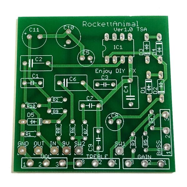 Rockett Pedals Animal Overdrive風 オーバードライブエフェクターペダル　自作用基板　メール便なら送料無料