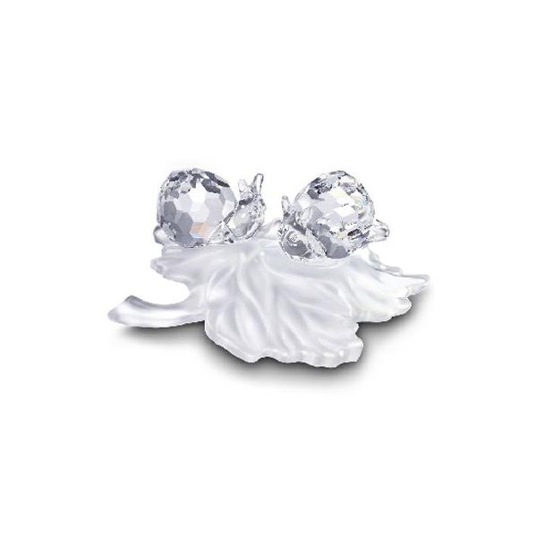 SWAROVSKI スワロフスキー】葉っぱの上のかたつむり☘ 置物 インテリア
