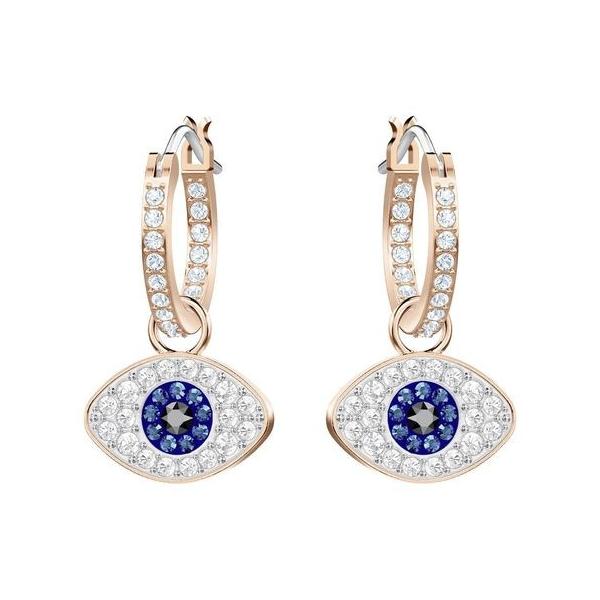 ★SWAROVSKI★イーブルアイズ★2WAY★Symbolica フープピアス★ Symbolica ドロップピアス, 月と星, ブラック, ローズゴールド