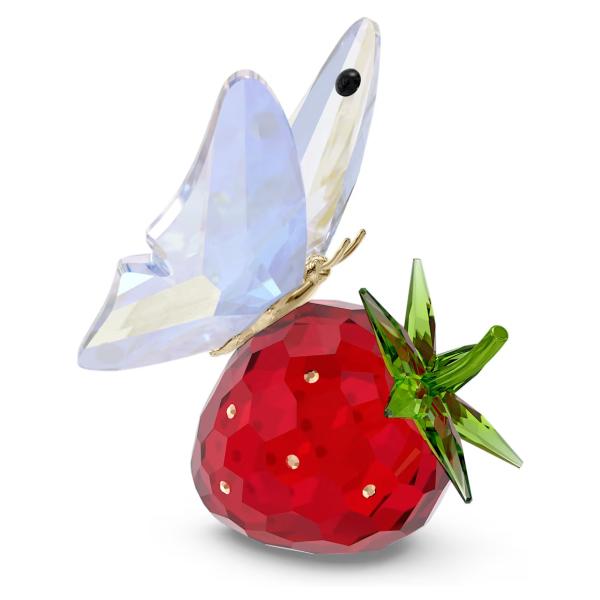 くにちゃんスワロフスキー クリスタル フィギュリン 置物 昆虫 蝶 Idylliaバタフライ＆ストロベリー | Swarovski