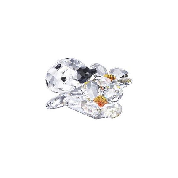 美品　スワロフスキー SWAROVSKI 花とテントウムシ オブジェ 置物 美品 スワロフスキー SWAROVSKI 花とテントウムシ オブジェ 置物