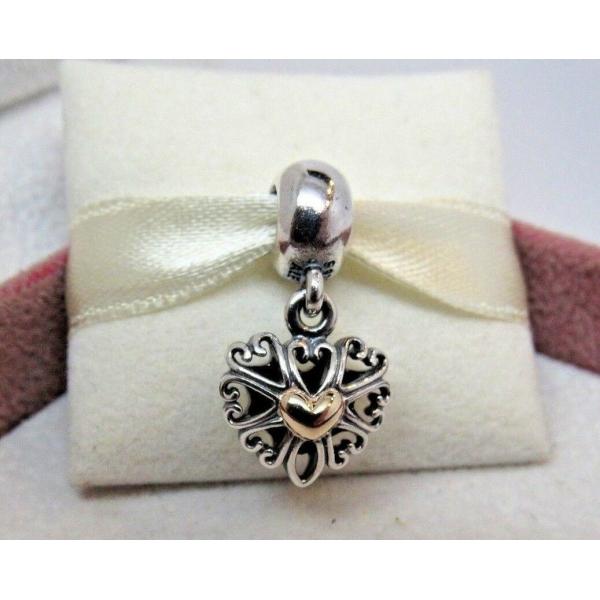 Pandora ph `[ n[g Filled With Love Heart w/14kt Gold Charm 2g[
