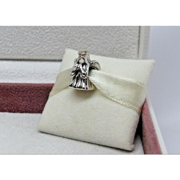Pandora ph `[ Divine Angel RETIRED Sterling Silver &amp; 14Kt Gold Charm GWF Vg