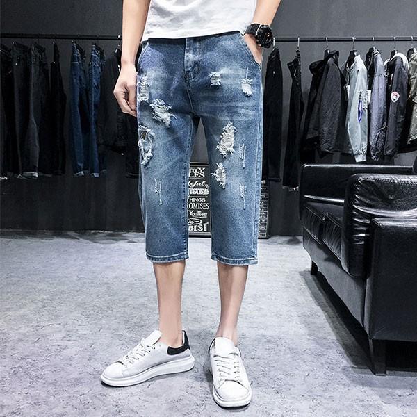 クロップドパンツ メンズ デニム パンツ ハーフパンツ ハーフ デニムパンツ ジーンズ 短パン 7分丈 ダメージ 夏 半ズボン おしゃれ 全店2点送料無料 Prts2257 プラネタルーム 通販 Yahoo ショッピング