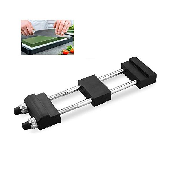 万能砥石スタンド センター付 滑り止め固定台 ステンレス製砥石台 砥石用 調整可能 研ぎ石用 包丁 刀鍛冶 調整可能-ブラック