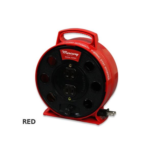マーキュリー 雑貨 延長コード ドラム コンセント コードリール 電源タップ おしゃれ かっこいい アウトドア  リーラー 5m レッド