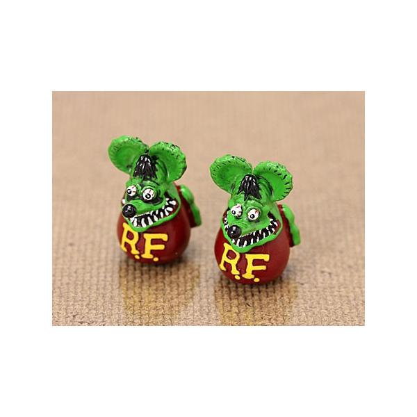ラットフィンク（RAT FINK） エアバルブキャップ 2個セット グリーン