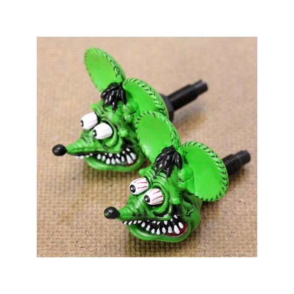 ラットフィンク（RAT FINK） ナンバープレートボルト（ライセンスボルト） 2個セット グリーン