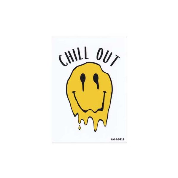 100円ステッカー アメリカン おしゃれ かっこいい 車 バイク スマホ アウトドア キャンプ ス−ツケース スマイル CHILL OUT