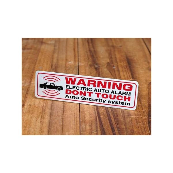ステッカー 車 セキュリティー アメリカン おしゃれ バイク かっこいい 防犯 WARNING ホワイト