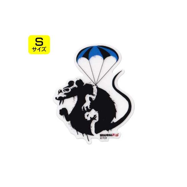 バンクシーのステッカーになります。正体不明のストリートアーティスト、BANKSY。社会風刺をテーマにしたメッセージ性の強いアートで有名ですね！世間を謎のアートで描き乱すバンクシーデザインのステッカーです♪コチラは「Ball Parachut...