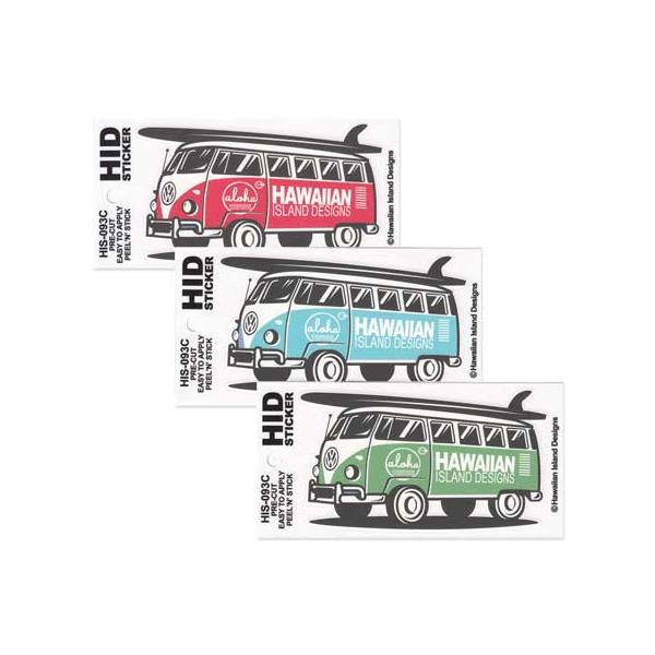 ステッカー 車 ワーゲンバス ハワイ サーフィン アメリカン おしゃれ かわいい バイク アウトドア スーツケース Bus with Surfboard