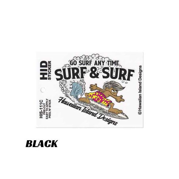 ステッカー サーフィン ハワイ アメリカン おしゃれ かわいい 車 バイク アウトドア スーツケース SURF&SURF ブラック