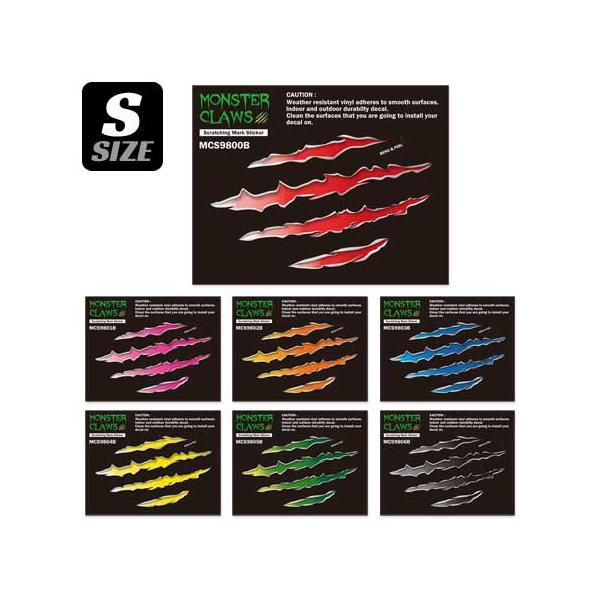 モンスタークロウズステッカー/ブラックトリムです。エクストリームなモンスターの爪痕ステッカーです。エナジードリンク、モンスターエナジー風で面白いでしょう♪４つの爪痕はセパレートなので爪痕に表情がつけられます！グラデーションが効いたゴージャス...