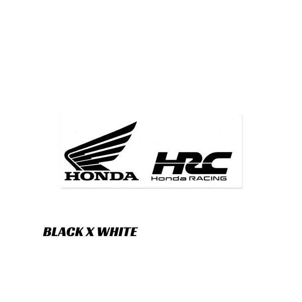 ホンダ HONDA ステッカー バイク 車 おしゃれ かっこいい カーステッカー Wing HRC 横組み サイズM ブラックXホワイト