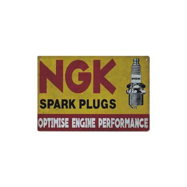NGK ブリキ看板 サインプレート サインボード おしゃれ レトロ ビンテージ アンティーク かっこいい ガレージ インテリア 壁 飾り A4