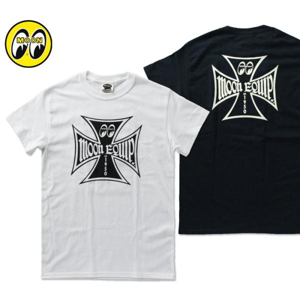 ムーンアイズ Tシャツ メンズ 半袖 アメカジ おしゃれ かっこいい 車 バイク アウトドア ホットロッド レーシング MOONEYES MOON Equipped Iron Cross Tシャツ