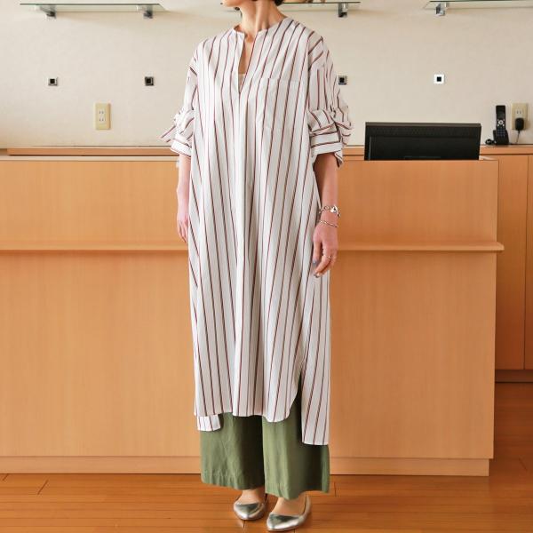 TICCAコットンロングワンピース TICCA (ティッカ) コットン ツイストスリーブ ワンピース