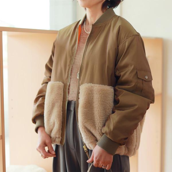 最終値下げ新品Dignite collier ディニテコリエのMA1ボアコート Dignite collier（ディニテコリエ） フェイクファー切替 リラックスMA