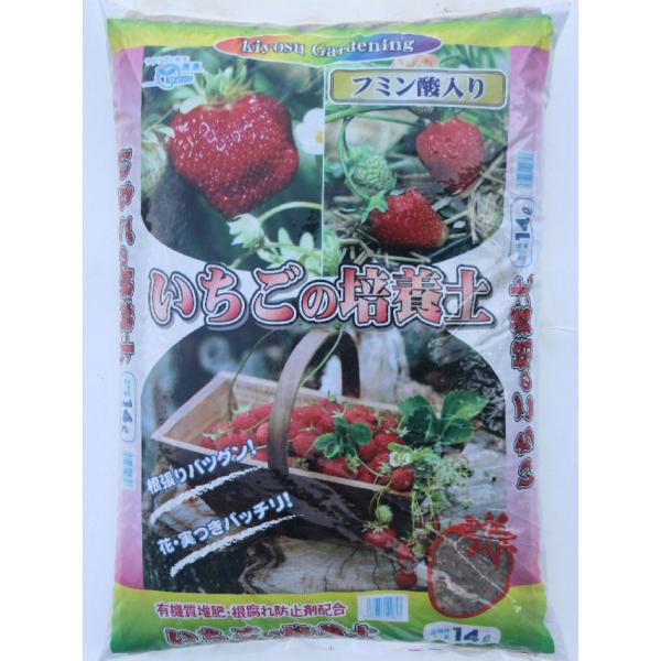 フミン酸入りいちごの培養土 14L ガーデニング 家庭菜園 ベランダ菜園 花壇づくり 土づくり 植え替え 肥料 園芸 野菜用  培養土 野菜 花