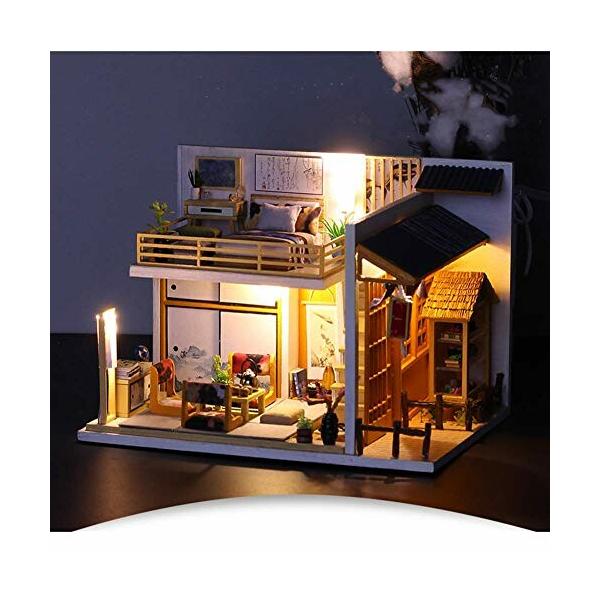 Hfalu ミニチュア ドールハウス 手作りキット Diy コーヒーショップ ロフト モデル 工芸品 家具 Ledライト付き 防 Morenotafurt Com