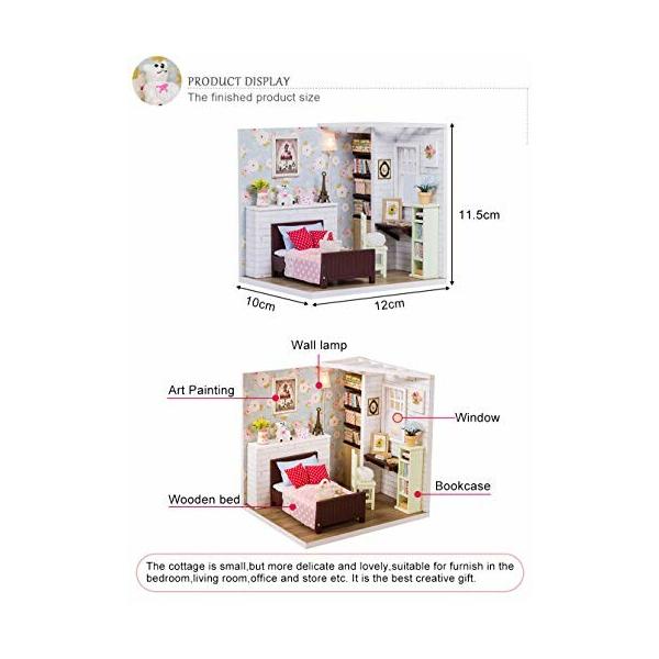 Hfalu ドールハウス 手作りキット Diy木製手作りキットセット ミニチュアコレクション Ledライト 防塵カバ Www Eternity Dental