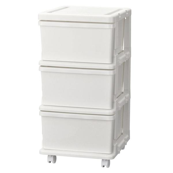 他サイト： チェスト シーズユニット3段 WHホワイト JEJアステージ 収納チェスト プラチェスト プラスチックチェスト  引き出し 引出し 中が透けない 白 ホワイトの商品画像