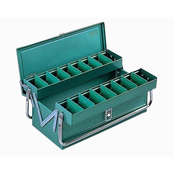 ●プロが使うツールボックスです。●スチール製で熱にも強く大変丈夫です。●中皿パーツ移動防止（仕切板ロック機能付）　●大型工具収納可能【商品情報】●外寸（ｍｍ)間口Ｘ奥行Ｘ高さ：470×200×上段50、下段130 ●有効内寸（ｍｍ)間口Ｘ奥...