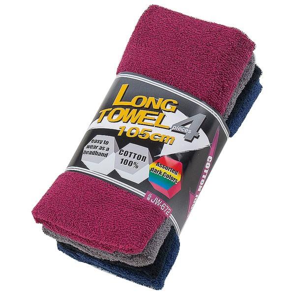 【商品詳細】頭にも巻きやすい105cmロングタオル【カラーバリエーション】■カラーアソート【参考サイズ】■約34x105cm【素材】■綿100％【生産国】■中国【キーワード：夏用品/熱中症対策/節電対策/冷感/涼しい/消臭/デオドラント/吸...