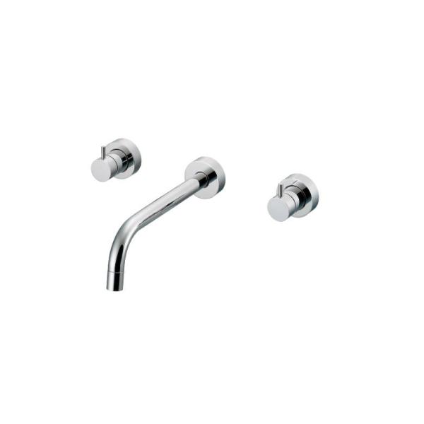 カクダイ　混合水栓　125-004 シルバー 125-004｜カクダイ洗面用蛇口 VARUNA[壁][2ハンドル混合水栓]