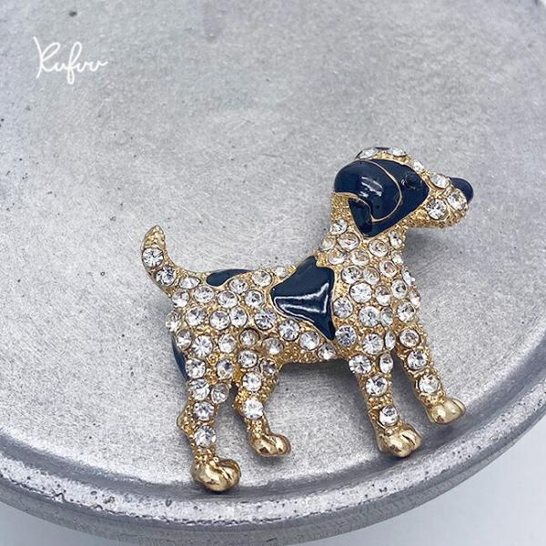 ラインストーン ドッグ ブロ−チ 犬 ギフト プチギフト セレモニー