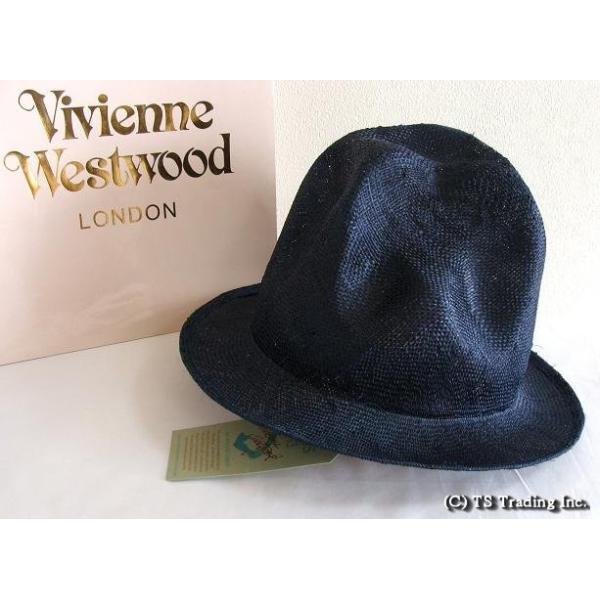 ヴィヴィアンウエストウッドワールズエンドVivienne Westwood Straw Mountain hat 限定 麦わら・マウンテン ハット ファレル ネイビー :vwh-46:プラッツ