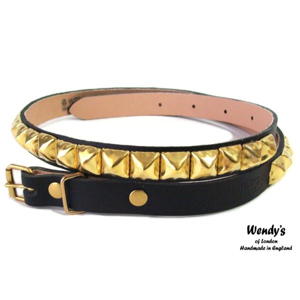 ＷＥＮＤＹ'Ｓ ウェンディーズ 正規 イギリス製 1-Row Large Pyramid Stud Belt １連ラージ ピラミッド スタッズ  ベルト(GO/BK)