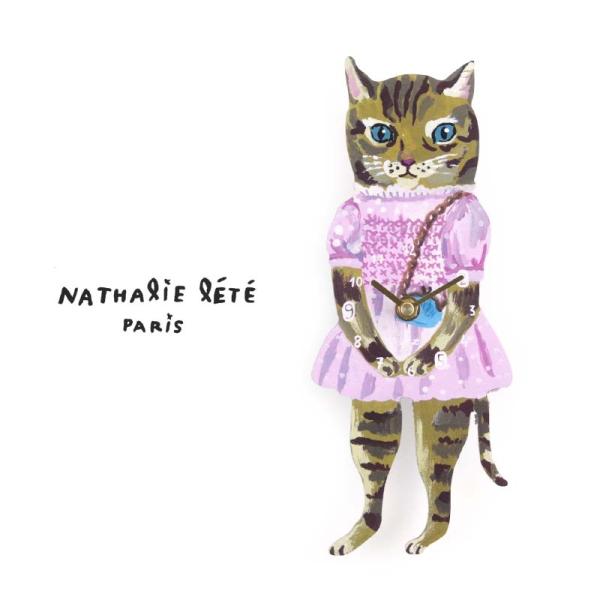 新品　ナタリーレテ　ダイカット クロック　maya　猫　ねこ　ネコ ナタリーレテ ダイカットクロック マヤ Nathalie Lete Diecut Clock