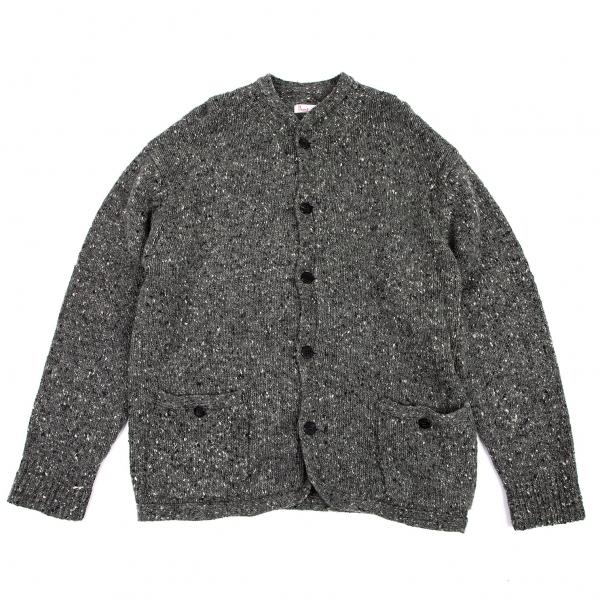 PAPAS（パパス） ウールナイロンマーブルニットカーディガン グレーL