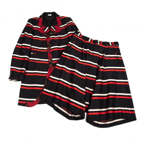 コムデギャルソン オムプリュス タータンチェックトリミングボーダー  