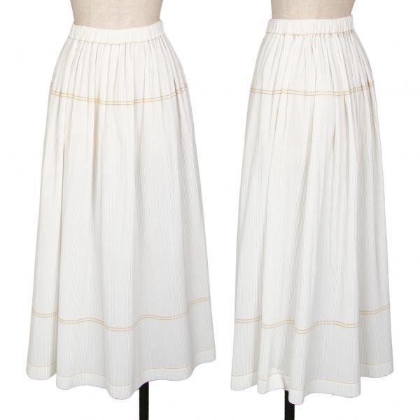 ISSEY MIYAKE（イッセイミヤケ） プリーツダブルステッチスカート 白M