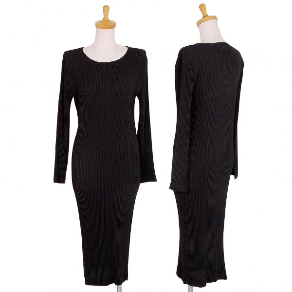 イッセイミヤケISSEY MIYAKE ハッチングプリーツワンピース 黒2  