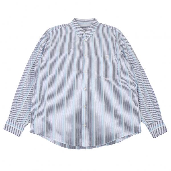 PAPAS（パパス） コットンシアサッカーストライプボタンダウンシャツ
