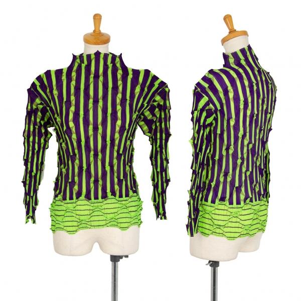ISSEY MIYAKE プリーツ さジグザグ ハイネック トップス M ISSEY MIYAKE プリーツ さジグザグ ハイネック トップス M