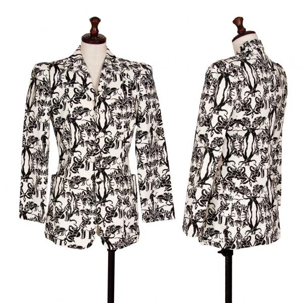 ジャンポールゴルチエJPG コットン総柄裏メッシュジャケット 白黒40  