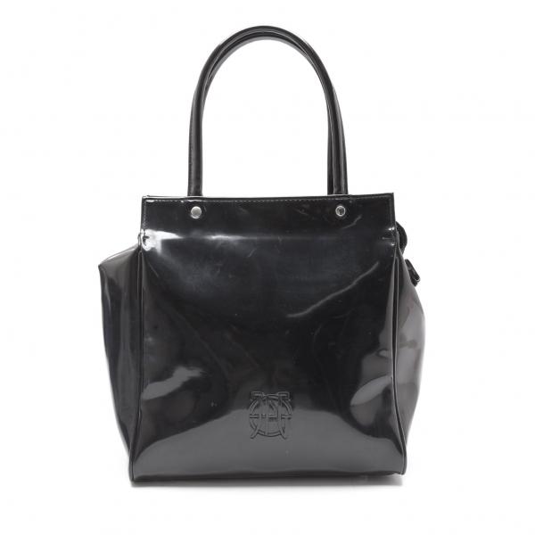 【美品】ジャンポールゴルチエ トートバッグ ロゴ 型押し ブラック レザー Jean Paul Gaultier ジャンポールゴルチエJPG ロゴ型押し