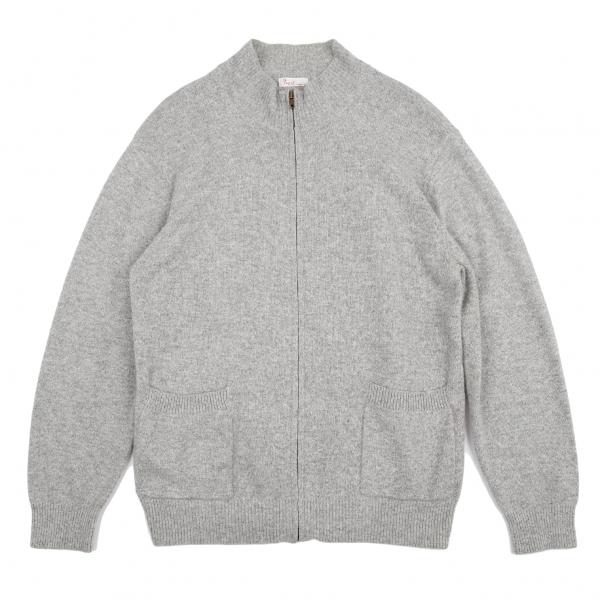 PAPAS パパスPapas ウールアンゴラジップアップニット グレーM  