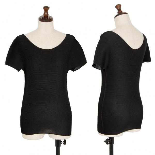 イッセイミヤケ ミーISSEY MIYAKE me ストレッチプリーツTシャツ 黒F 