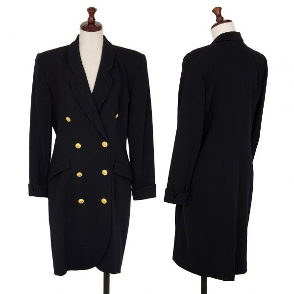 FOXEY フォクシーFOXEY 金ボタンダブルブレストロングジャケット 紺40 