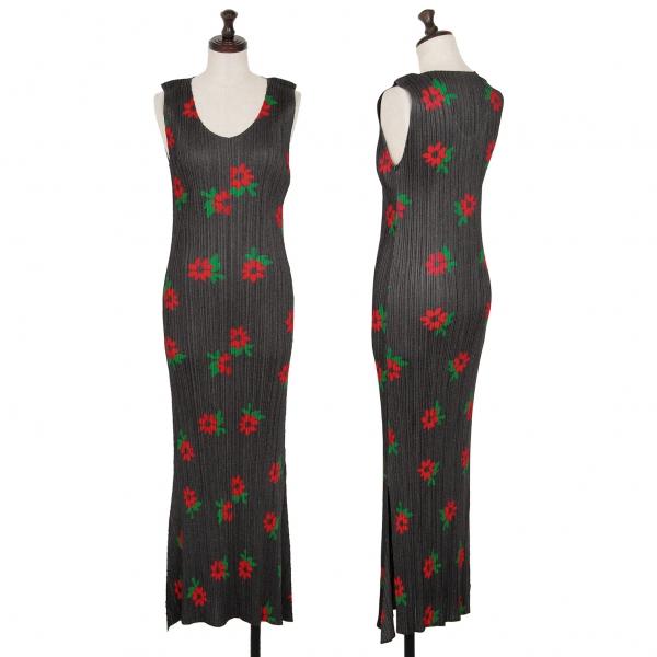 プリーツプリーズPLEATS PLEASE フラワープリントプリーツノースリーブ  