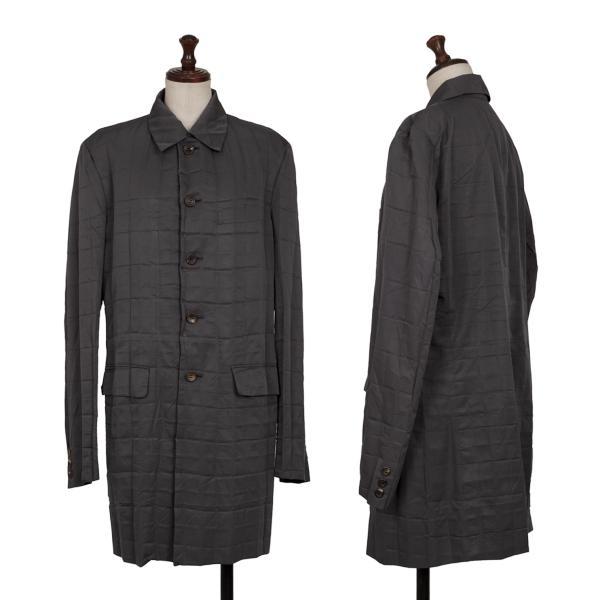 イッセイミヤケISSEY MIYAKE グリッドプリーツロングジャケット 