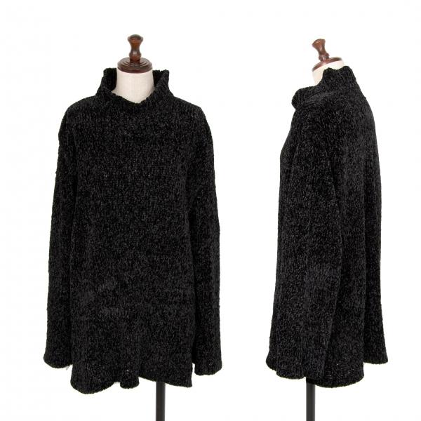 イッセイミヤケISSEY MIYAKE ベロアモールハイネックニット 黒M 