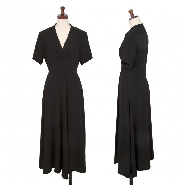 シビラSybilla ジョーゼットAライン半袖ワンピース 黒M  